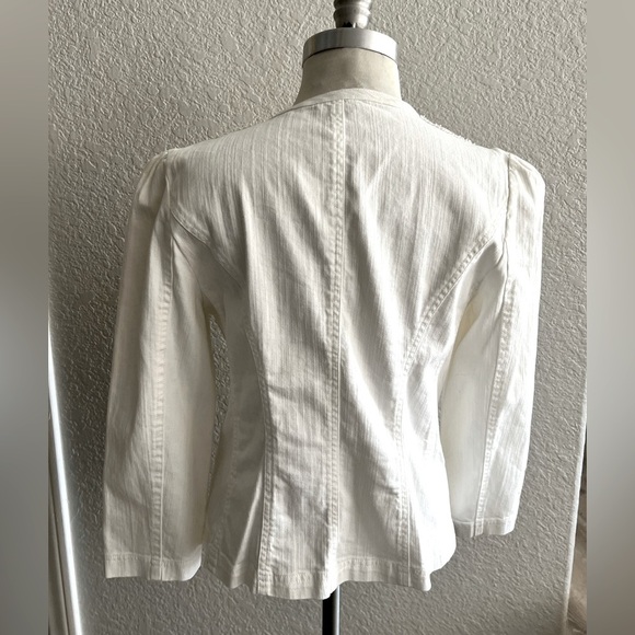 Chaps off White denim Jacket Cardigan w lace detailing women’s size large - Picture 3 of 4